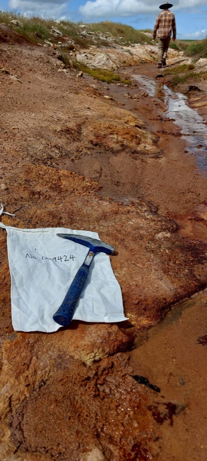 Geochemical sample bag in the field